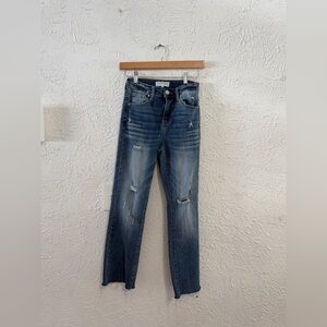 Risen Jeans Women’s Straight Leg Denim Size 0/24 Stretch High Rise